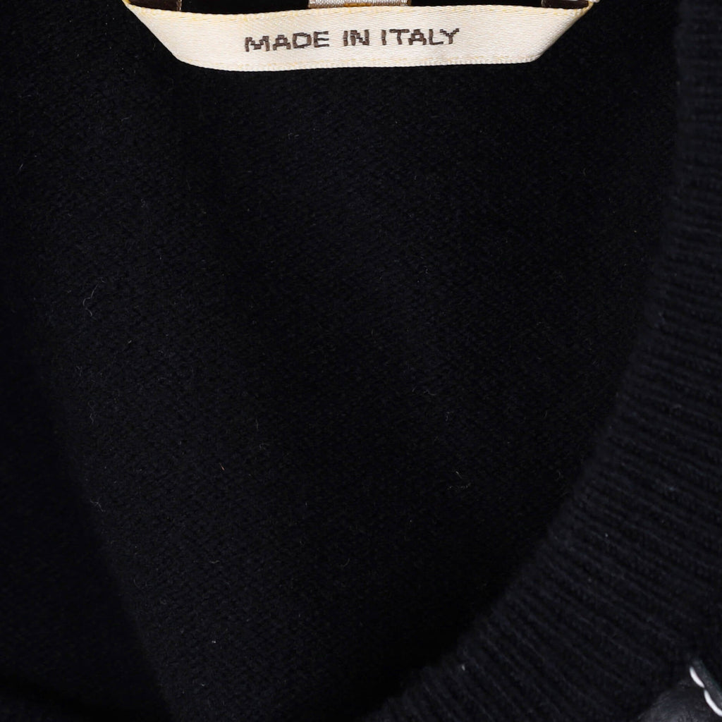 Men's Crewneck Stripe Sweater Wool with Lambskin