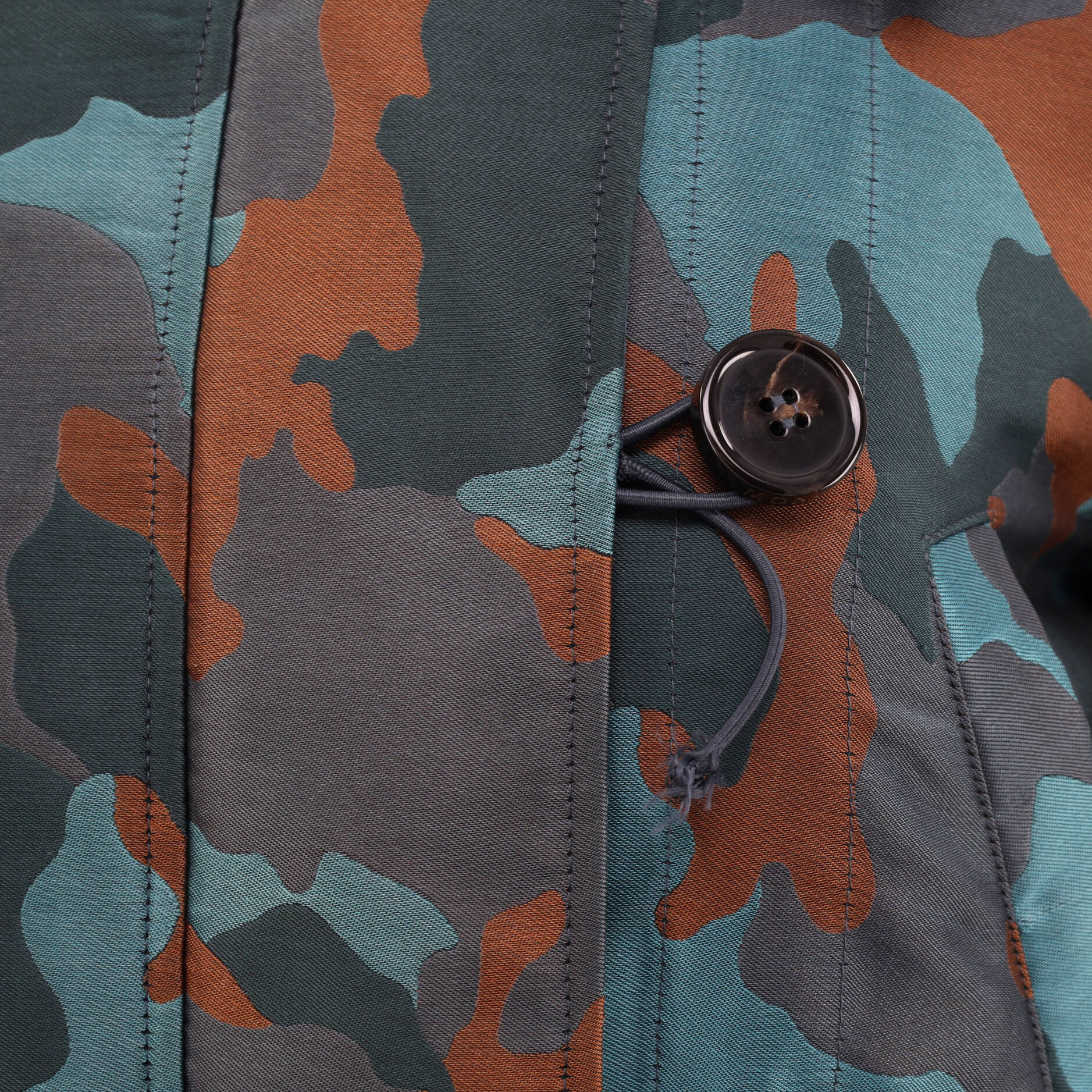 Women's Long Camouflage Jacket Acetate Blend with Down