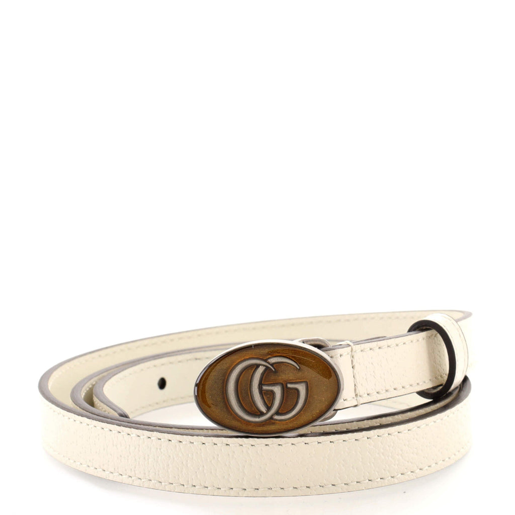 GG Oval Buckle Belt Leather with Enamel Thin 90