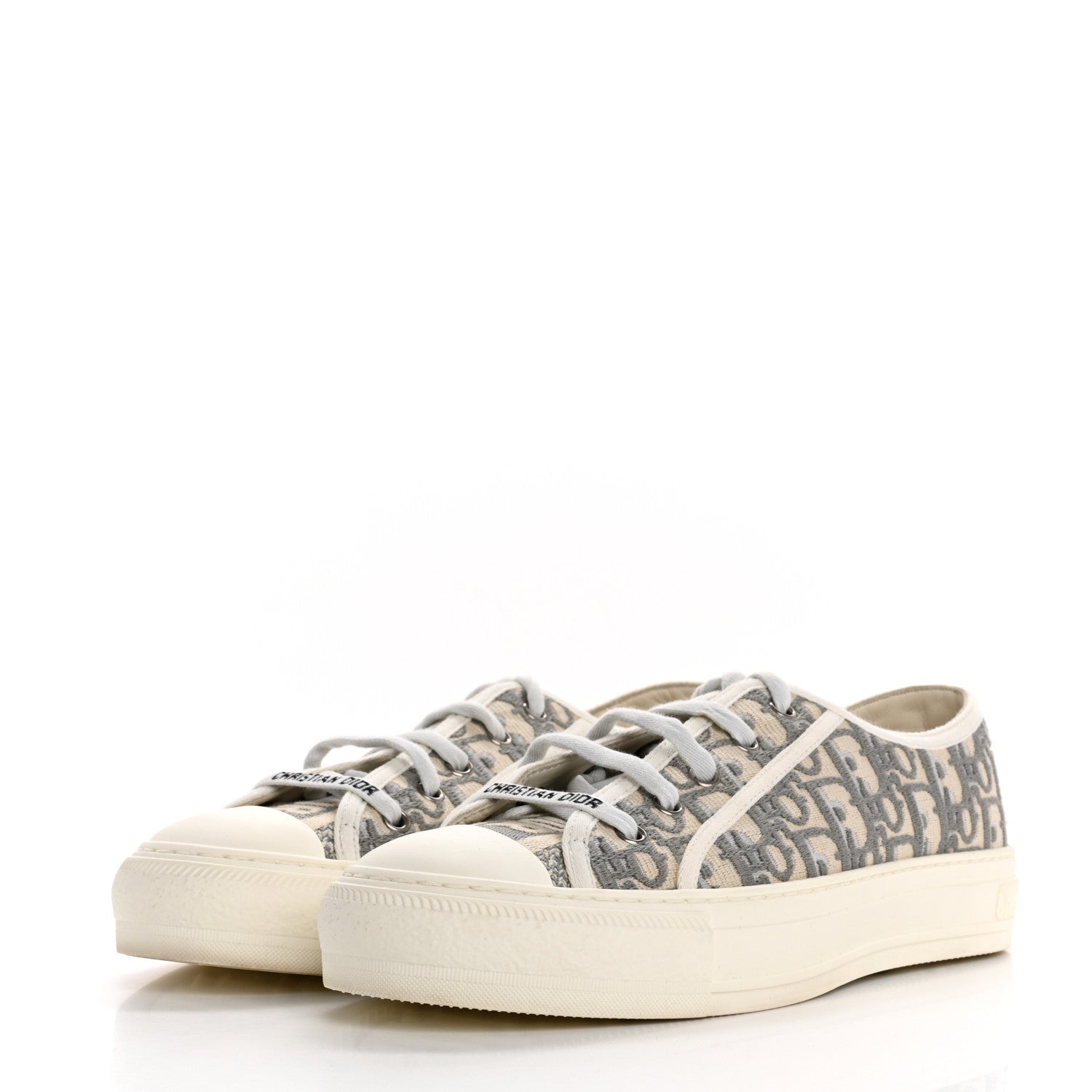 Canvas Oblique Walk'N'Dior Low Top Sneakers 40 Grey Stone