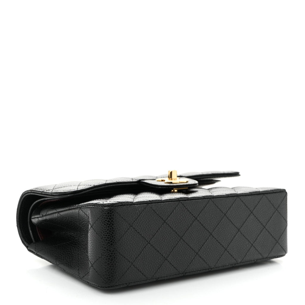 Caviar Quilted Small Double Flap Black