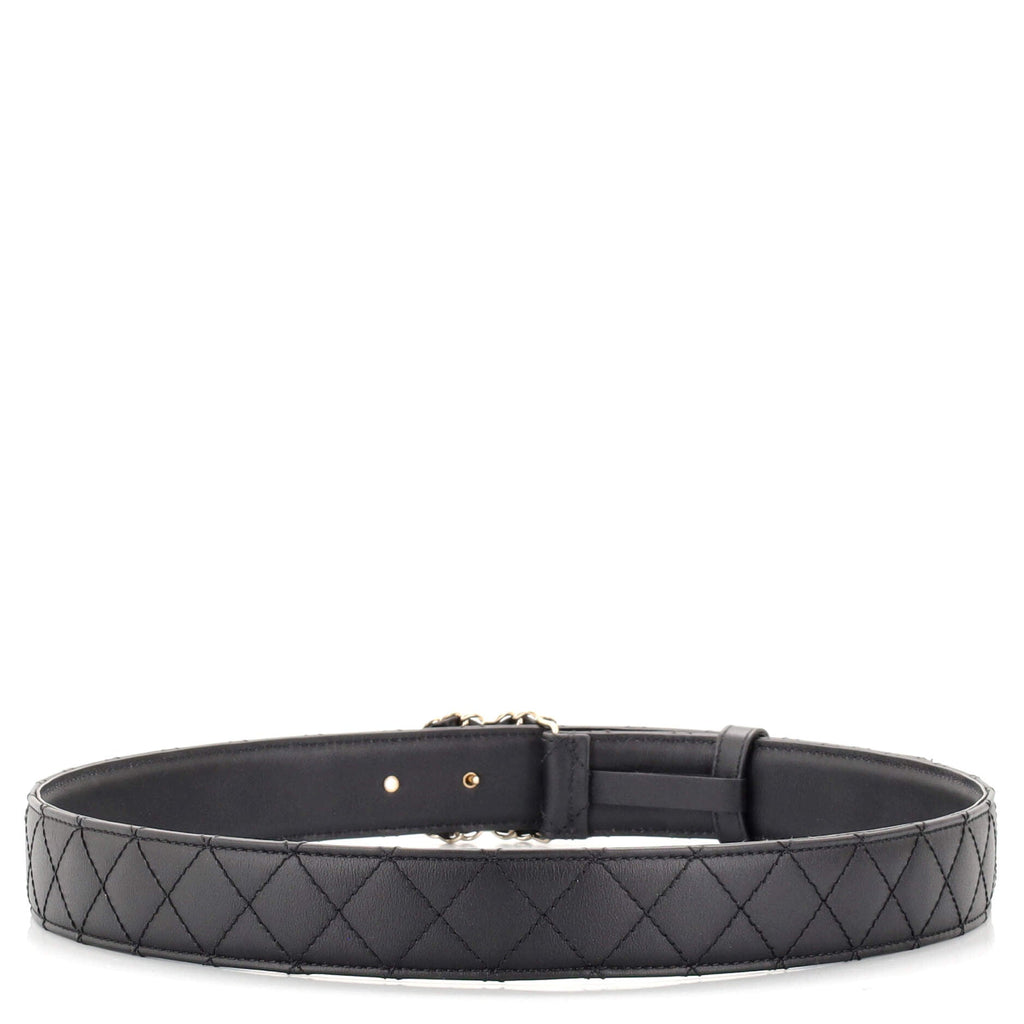 Woven Chain CC Buckle Belt Quilted Leather Medium 85