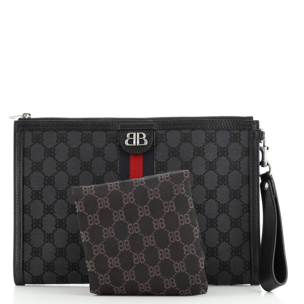 x Gucci The Hacker Project Web Wristlet Clutch BB Canvas