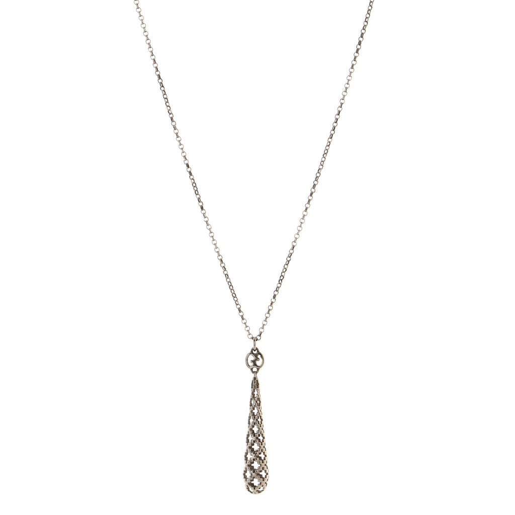 Diamantissima Drop Pendant Necklace 18K White Gold