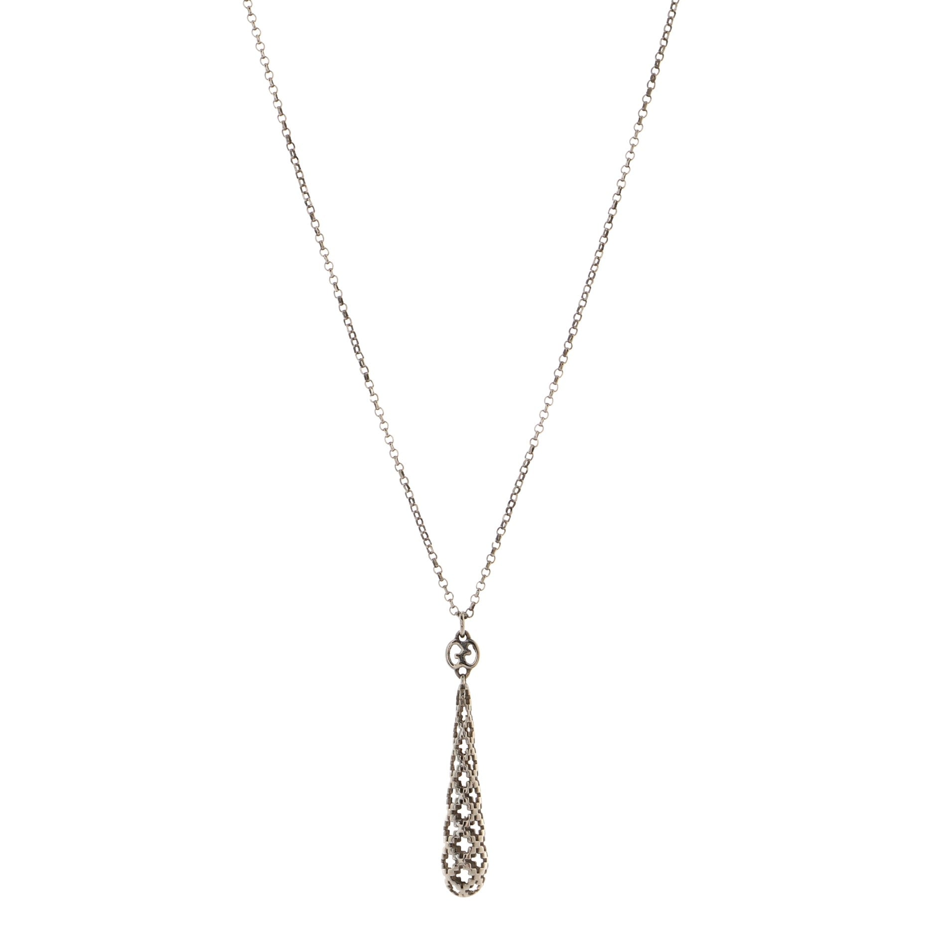 Diamantissima Drop Pendant Necklace 18K White Gold