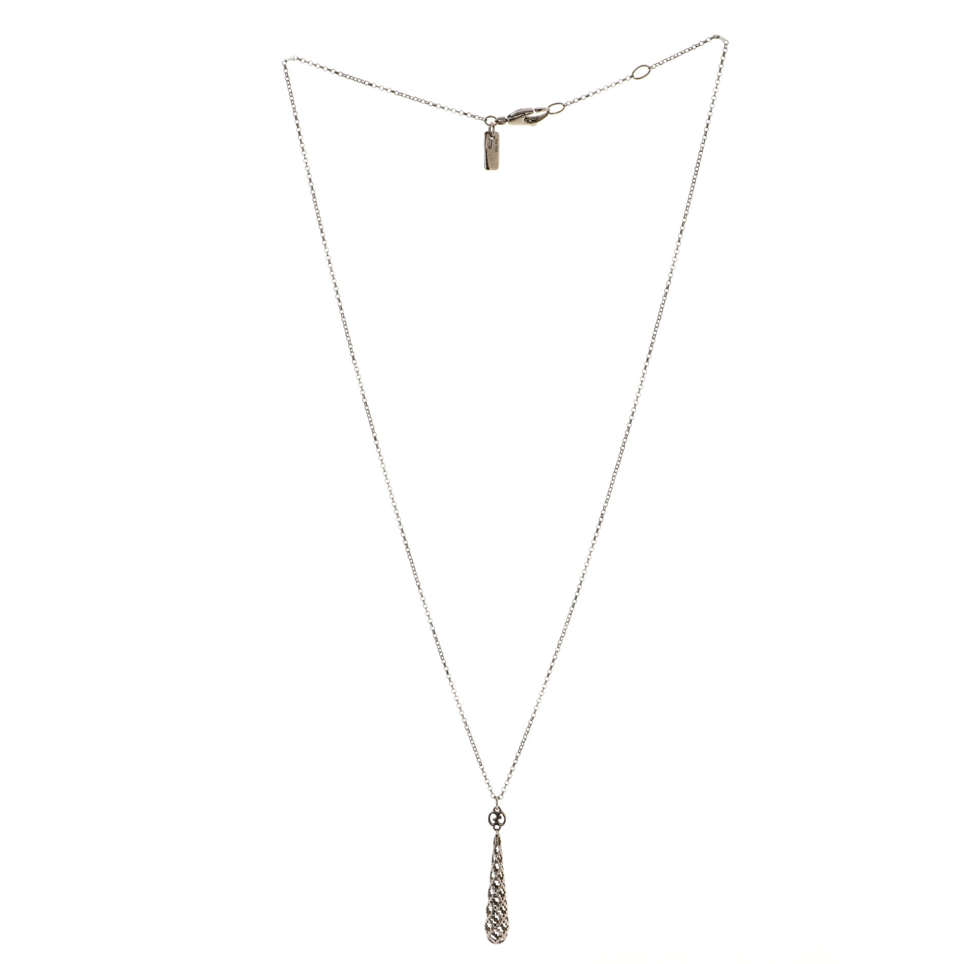 Diamantissima Drop Pendant Necklace 18K White Gold