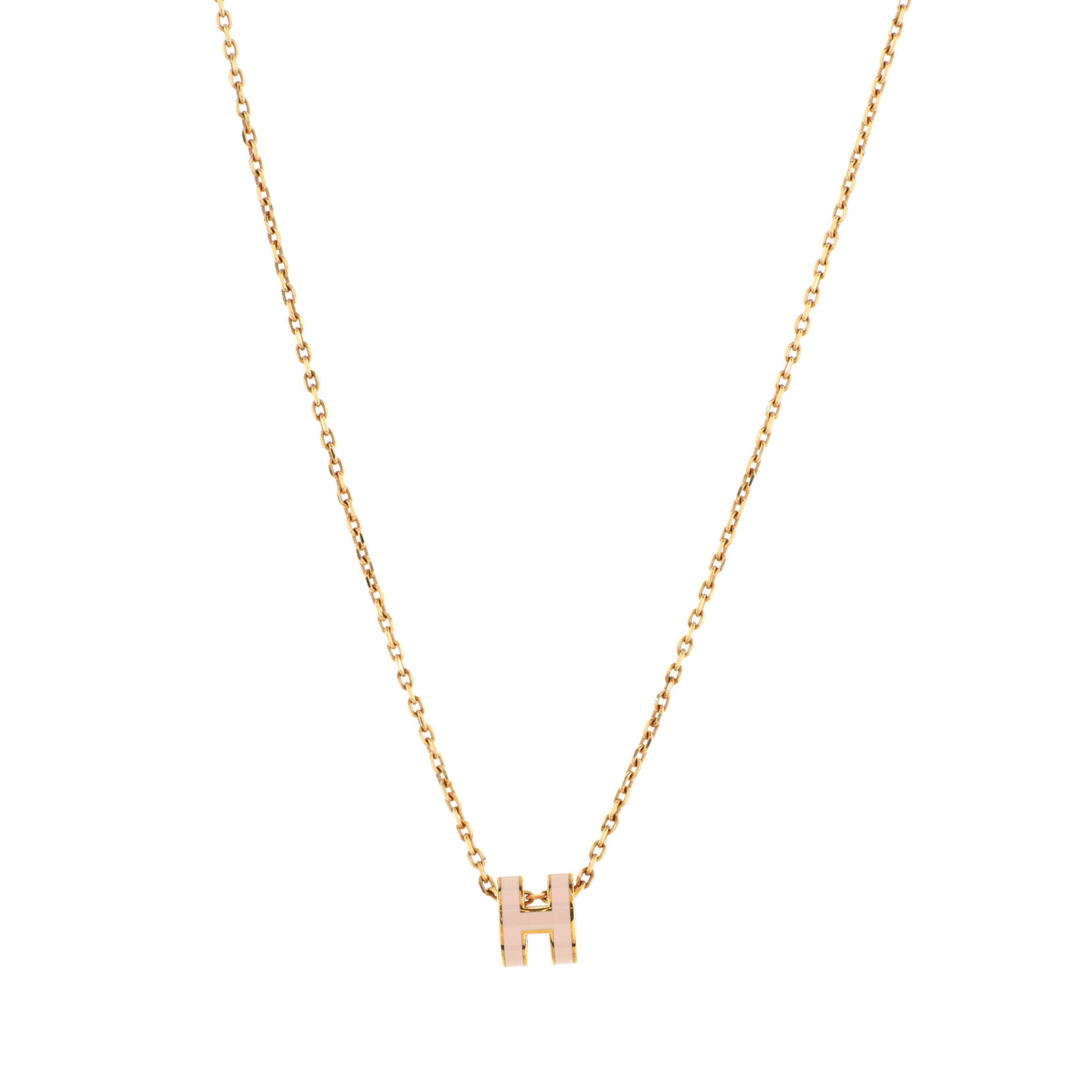 Pop H Pendant Chain Necklace Metal and Enamel Mini