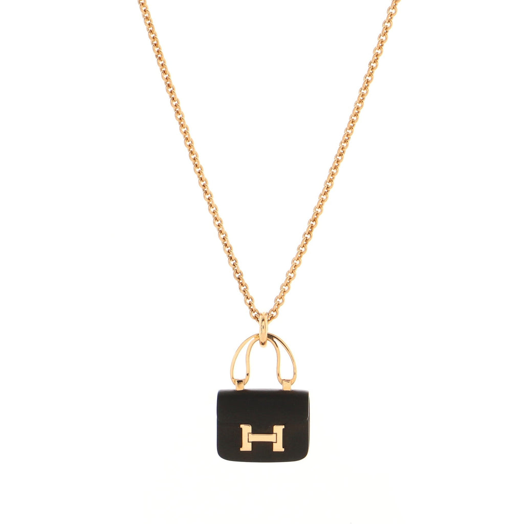 Amulettes Constance Pendant NM Necklace 18K Rose Gold with Black Jade