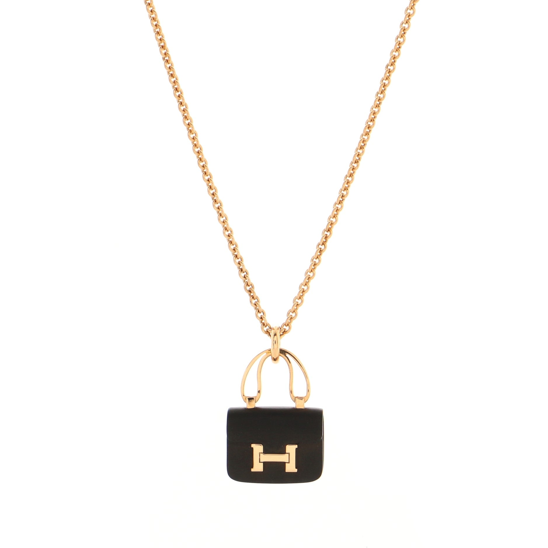 Amulettes Constance Pendant NM Necklace 18K Rose Gold with Black Jade
