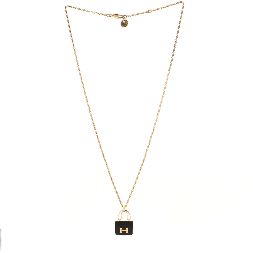 Amulettes Constance Pendant NM Necklace 18K Rose Gold with Black Jade