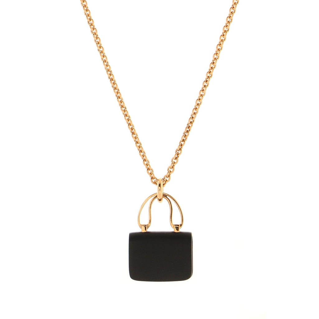 Amulettes Constance Pendant NM Necklace 18K Rose Gold with Black Jade