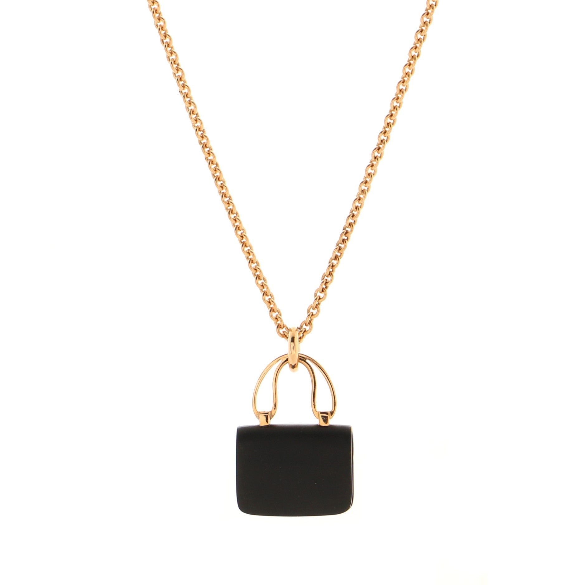 Amulettes Constance Pendant NM Necklace 18K Rose Gold with Black Jade