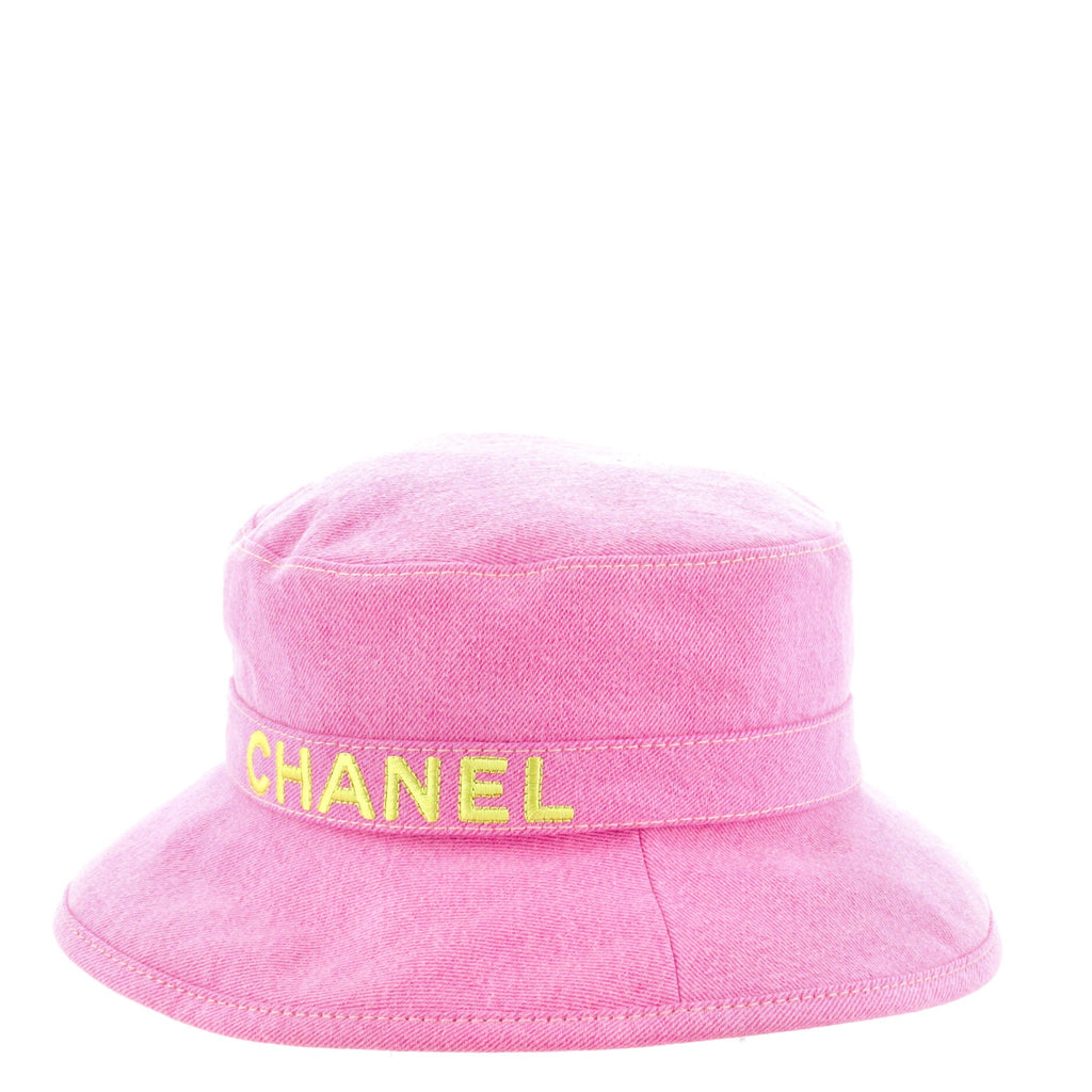 Logo Letters Bucket Hat Embroidered Denim Medium