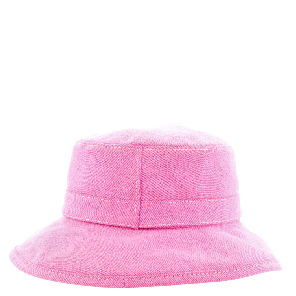 Logo Letters Bucket Hat Embroidered Denim Medium