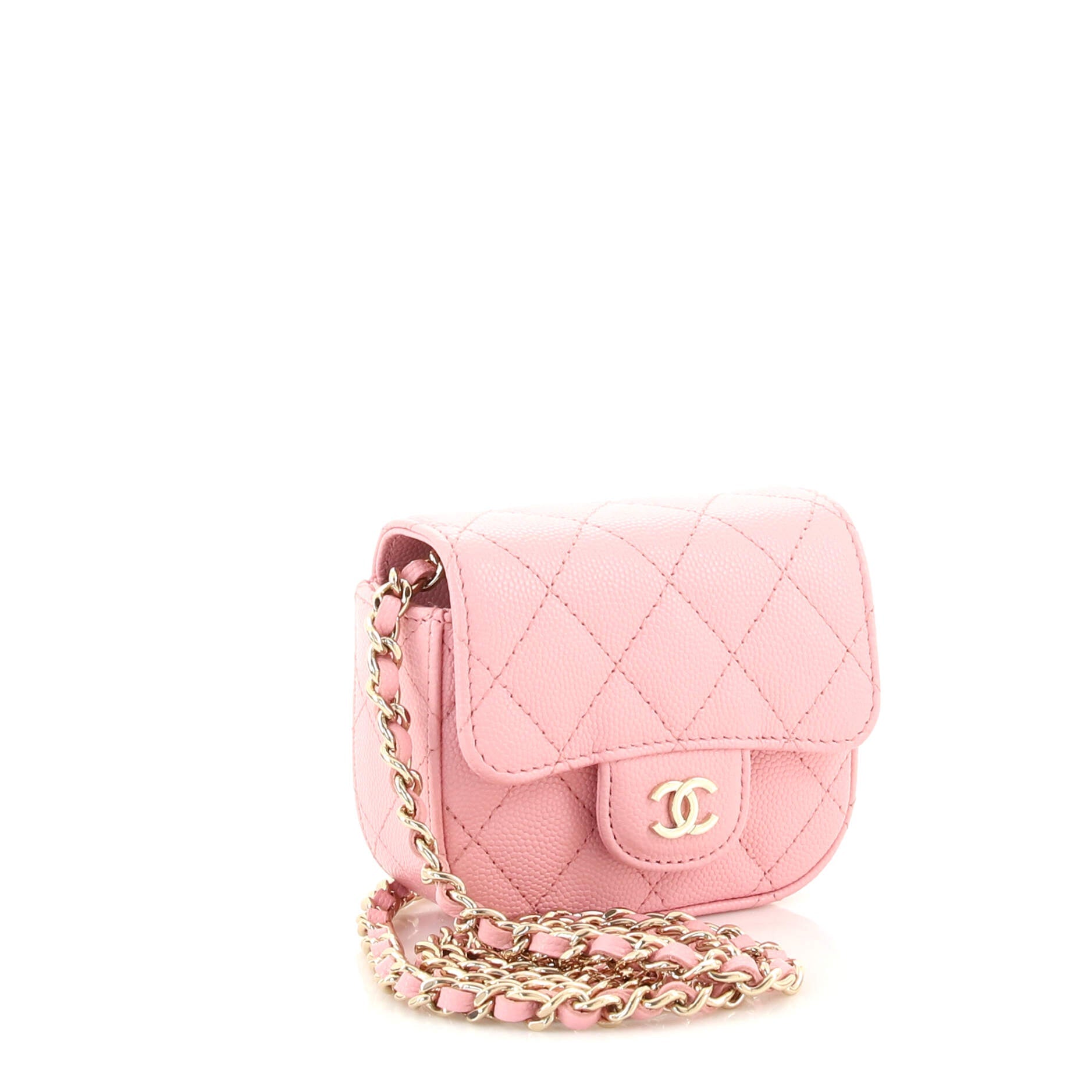 Classic Square Flap Clutch with Chain Quilted Caviar Mini