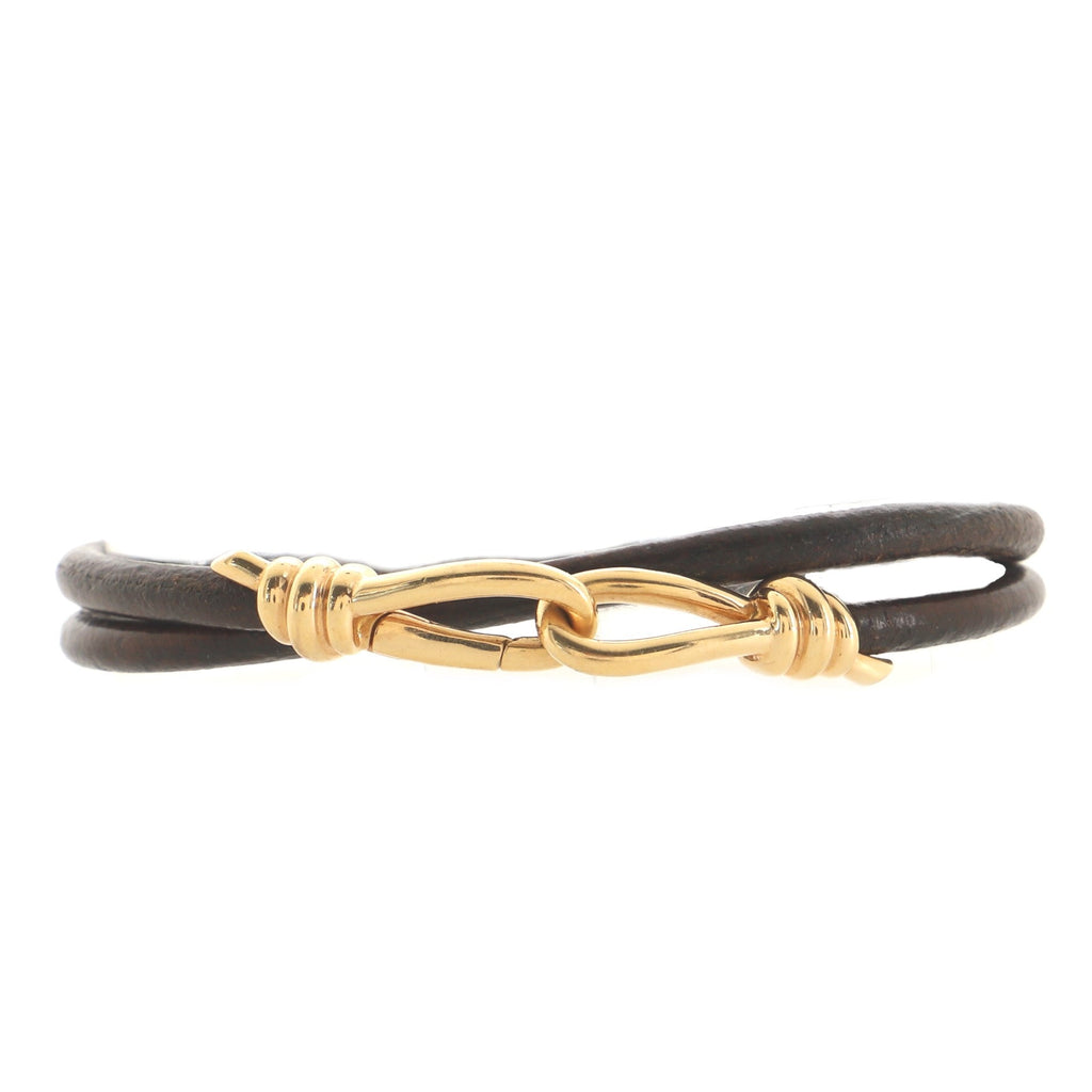 Paloma Picasso Knot Double Wrap Bracelet 18K Rose Gold and Leather