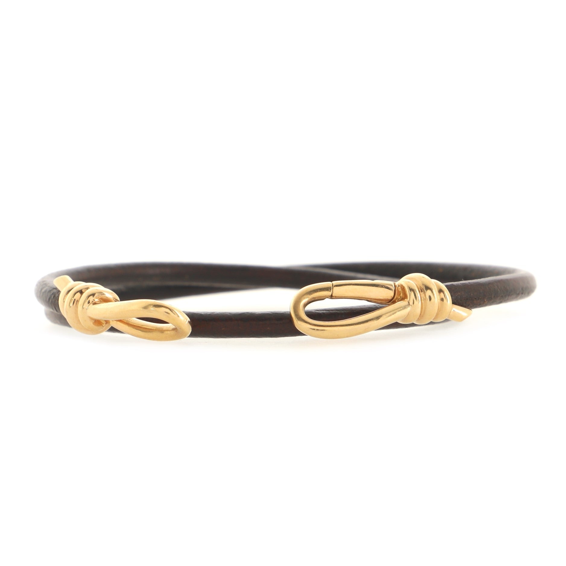 Paloma Picasso Knot Double Wrap Bracelet 18K Rose Gold and Leather