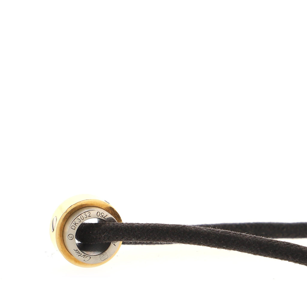 Santos 100 Barrel Pendant Necklace 18K Yellow Gold and Stainless Steel with Cord