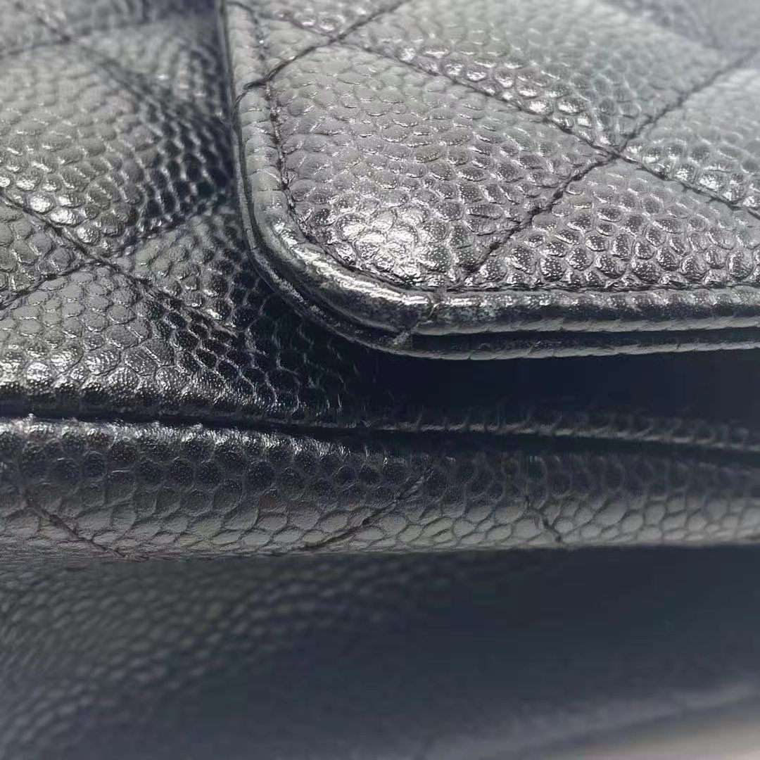 Chanel Medium Classic Double Flap Caviar Black  serial 12
