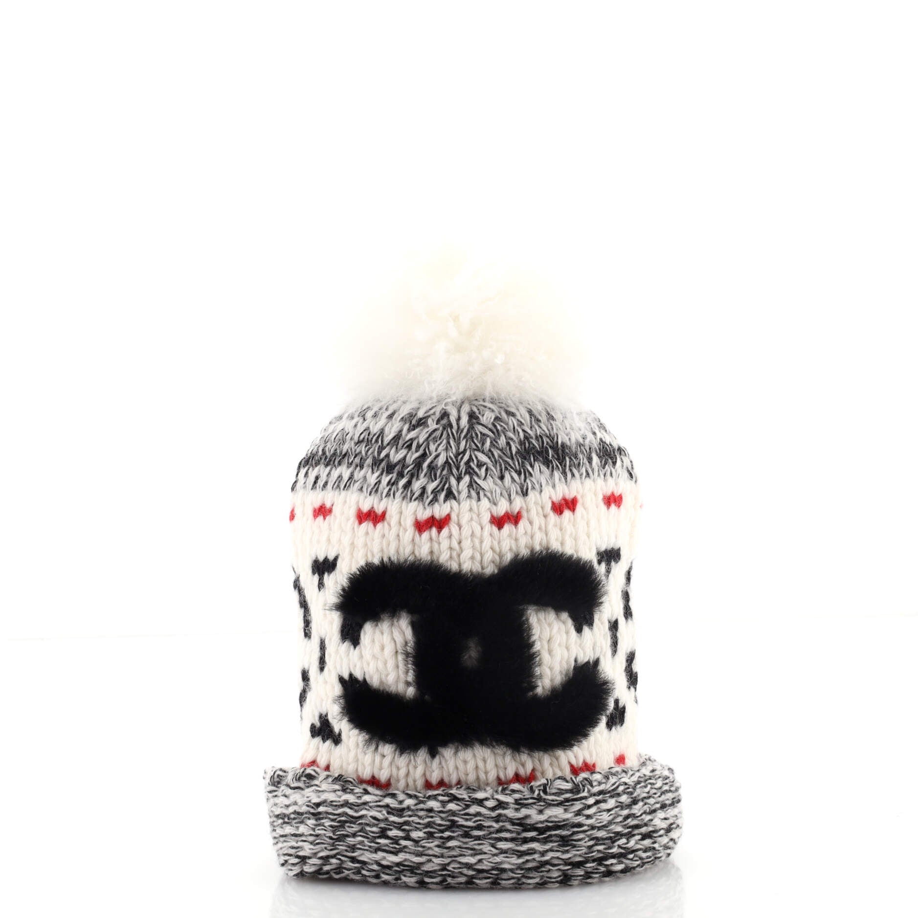 Multi CC Pom Pom Beanie Wool and Shearling XXL
