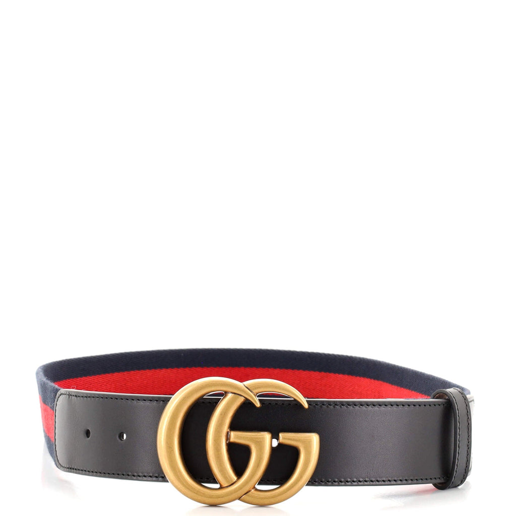 GG Marmont Web Belt Canvas and Leather Wide 85