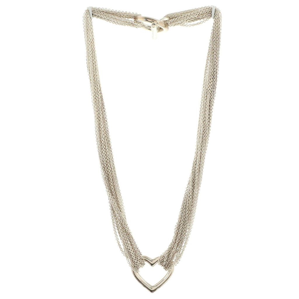 Multi Strand Heart Necklace Sterling Silver
