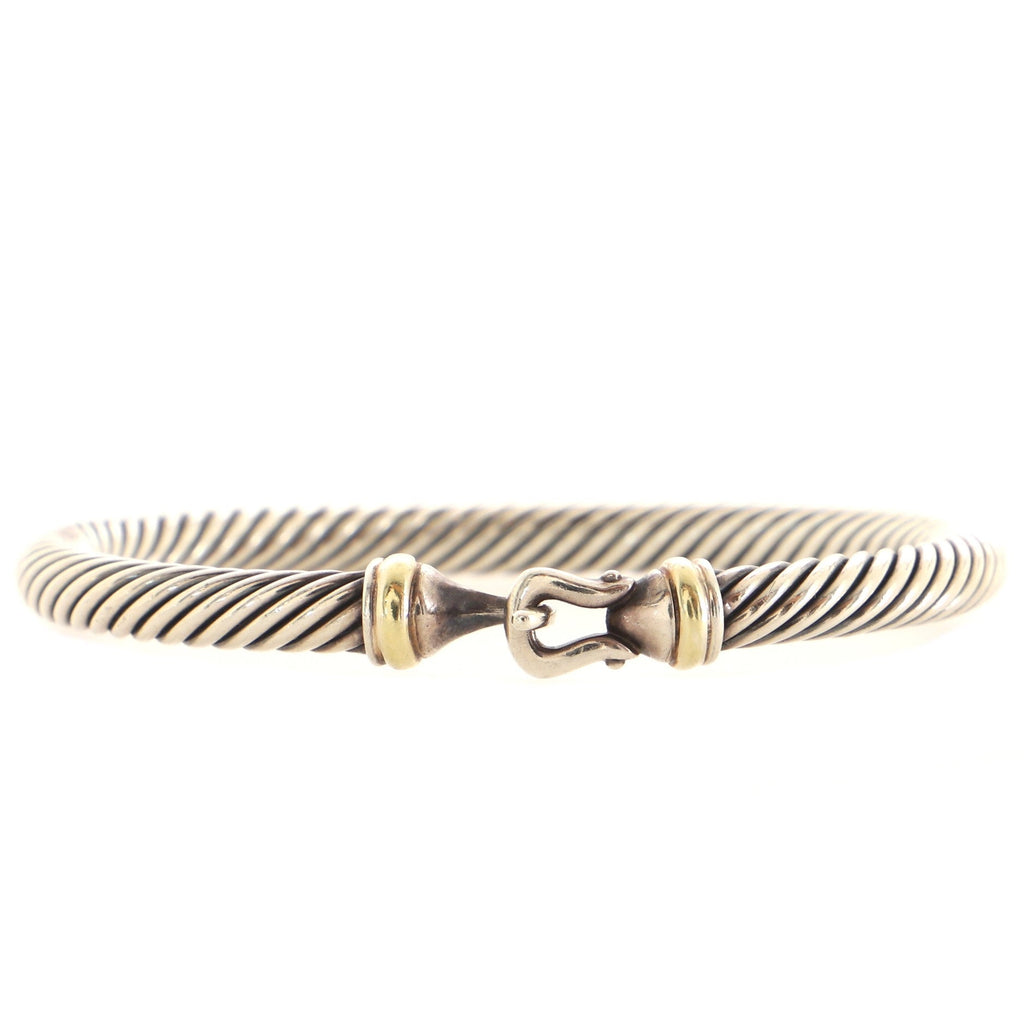 Cable Buckle Bracelet Sterling Silver with 18K Yellow Gold 5mm
