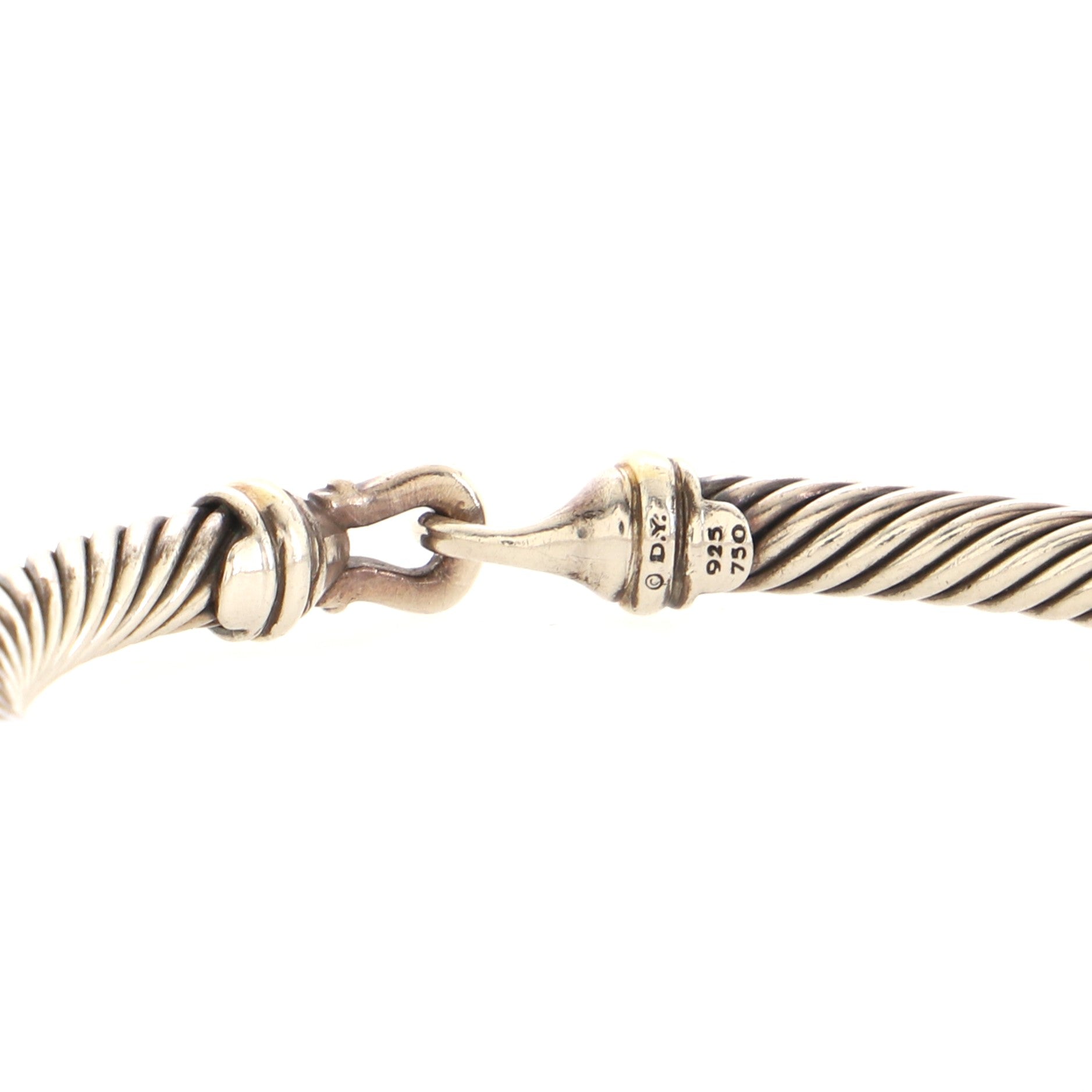 Cable Buckle Bracelet Sterling Silver with 18K Yellow Gold 5mm