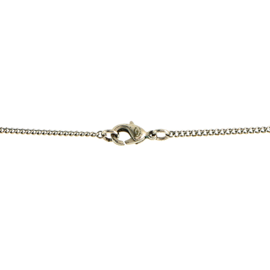 CC Long Pendant Necklace Crystal Embellished Metal and Enamel