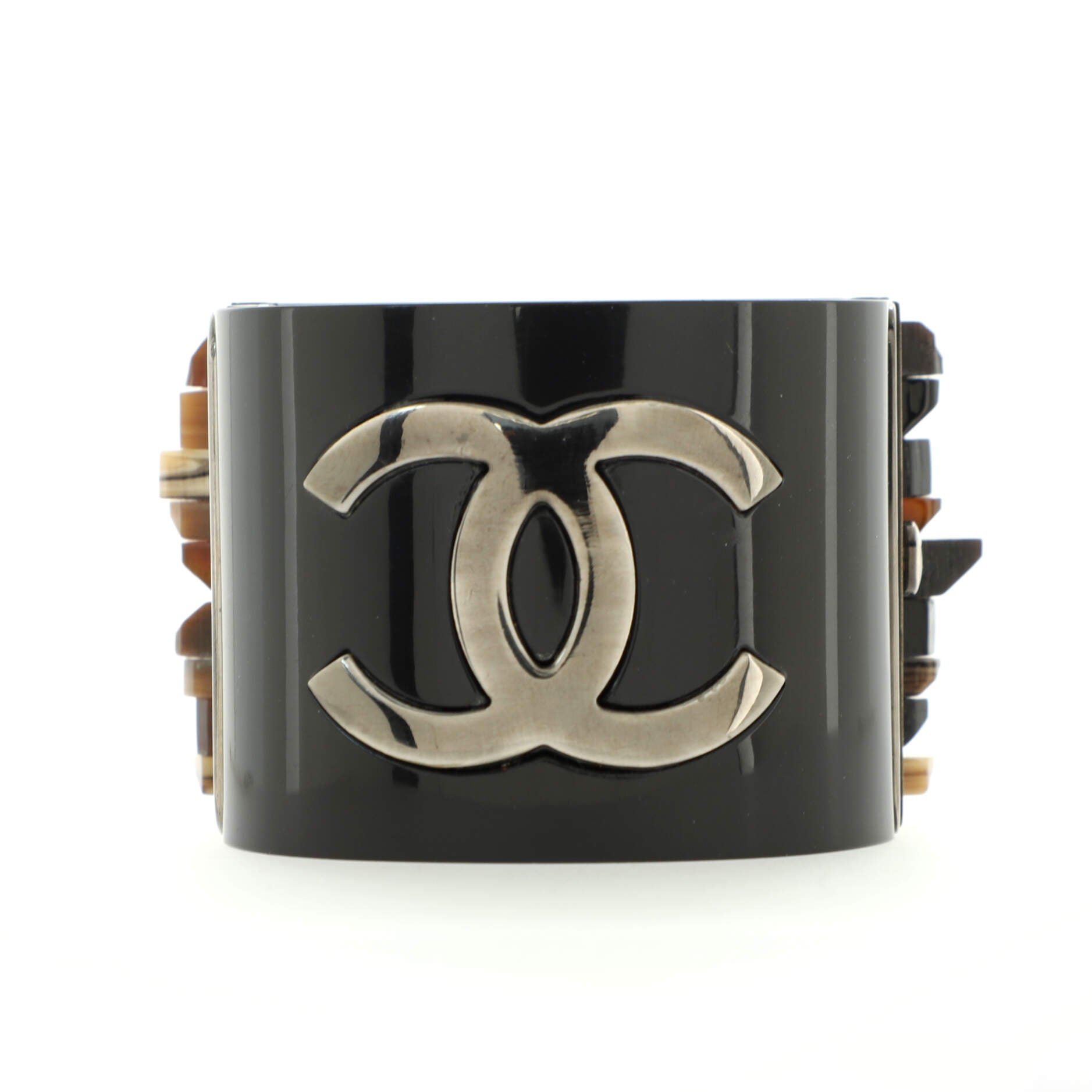 3D Edge CC Bangle Bracelet Metal and Resin Wide