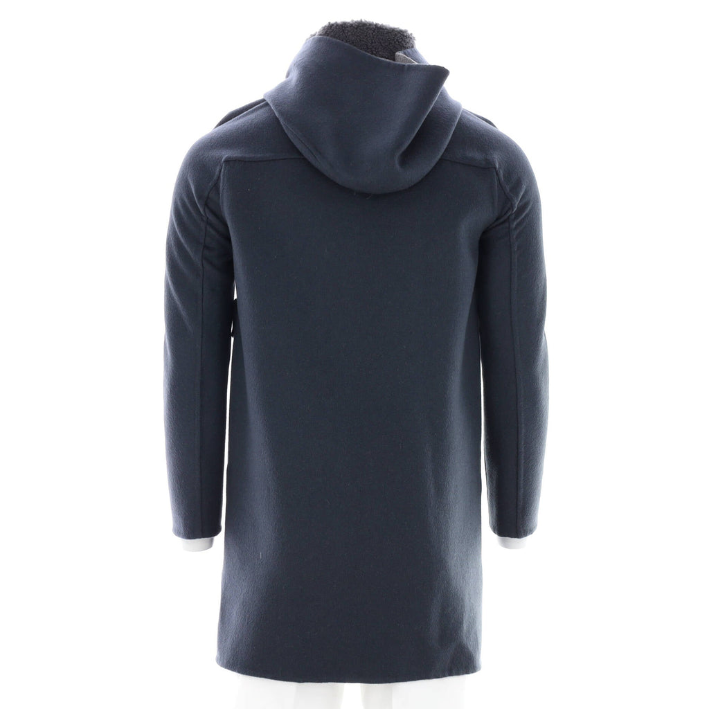 Men's Double Pocket Face Hooded Long Coat Wool