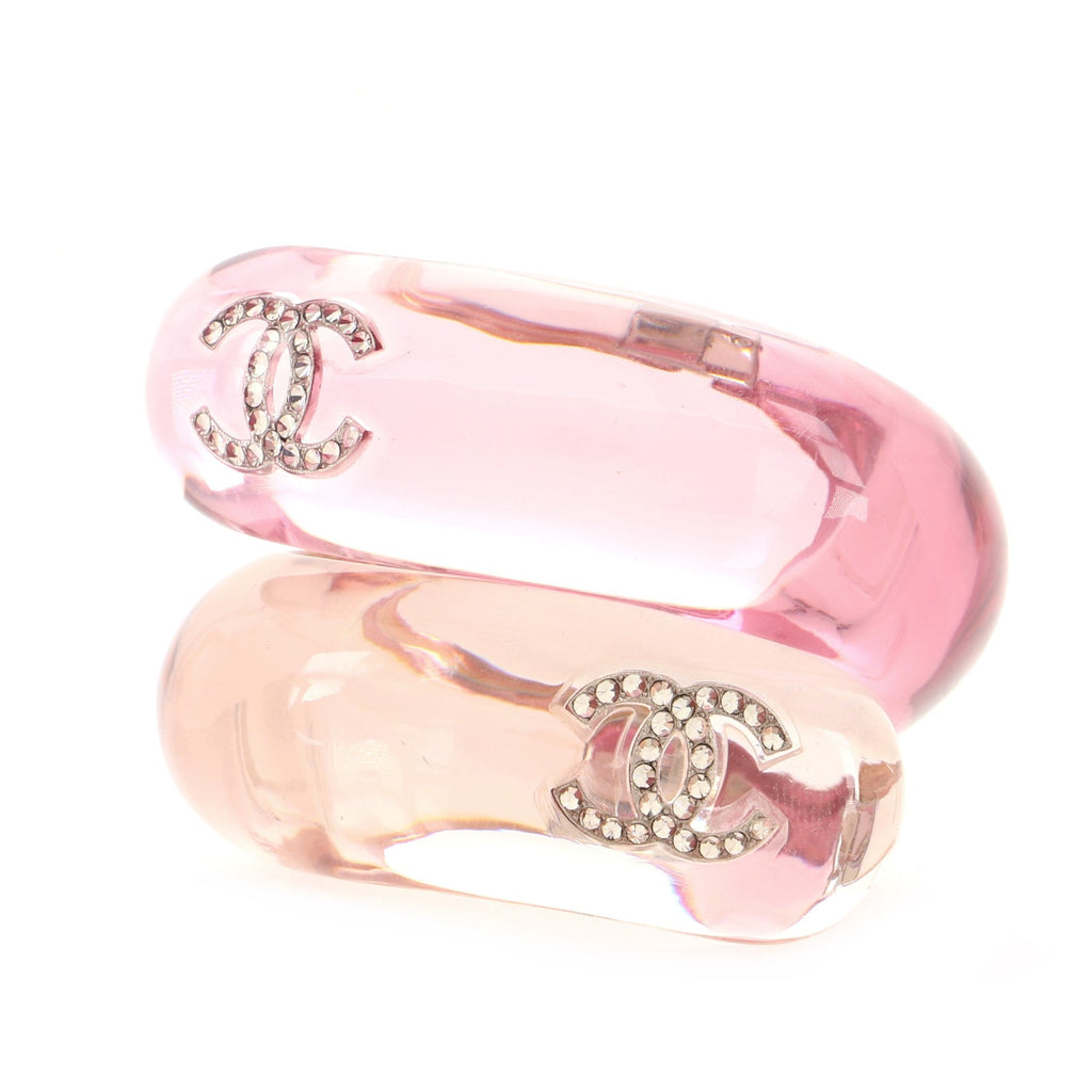 CC Hinged Cuff Bracelet Resin with Crystal Embellished Metal