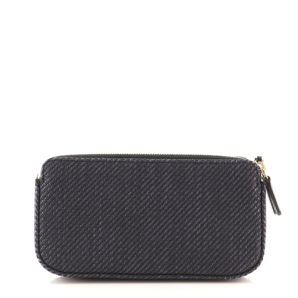 Deauville Double Zip Clutch with Chain Raffia