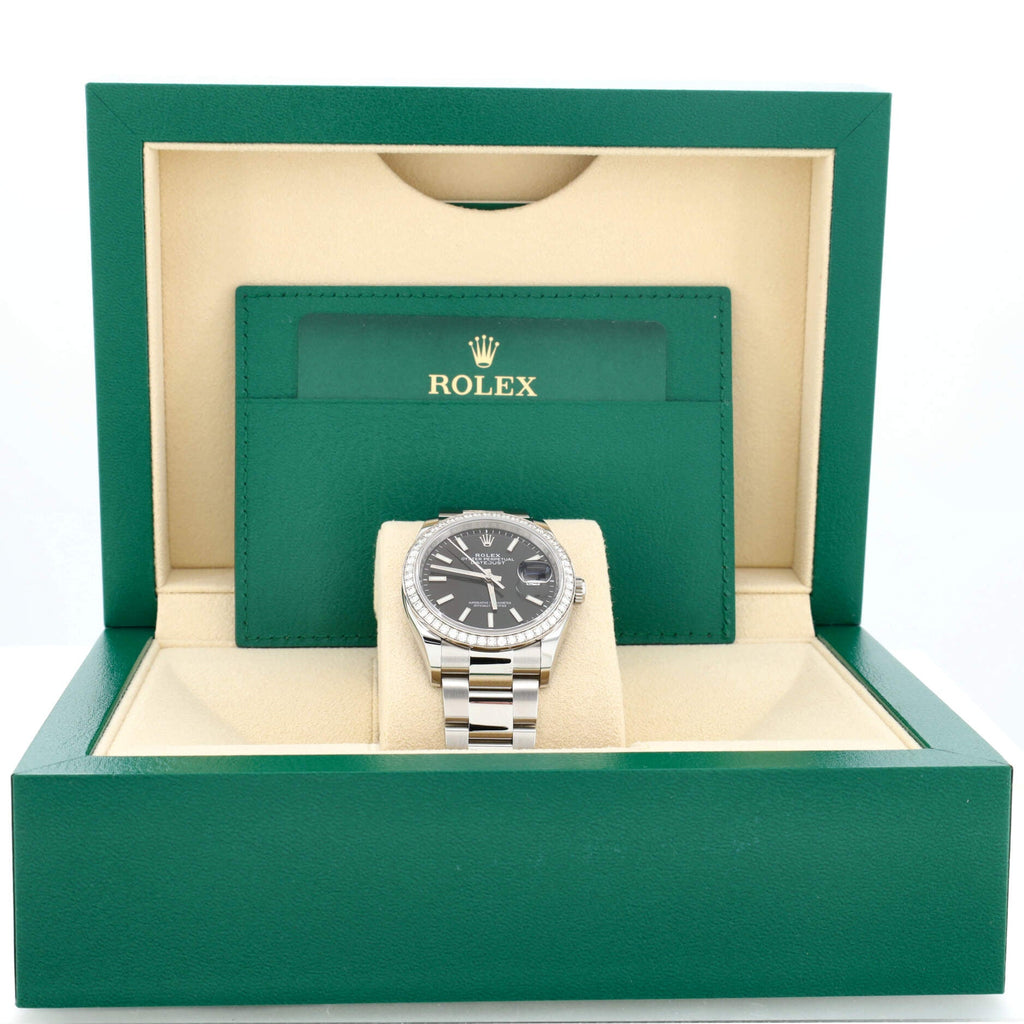 Oyster Perpetual Datejust Automatic Watch Stainless Steel and White Gold with Diamond Bezel 36