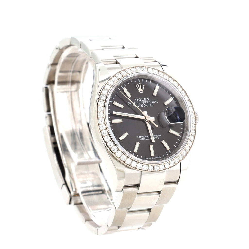 Oyster Perpetual Datejust Automatic Watch Stainless Steel and White Gold with Diamond Bezel 36