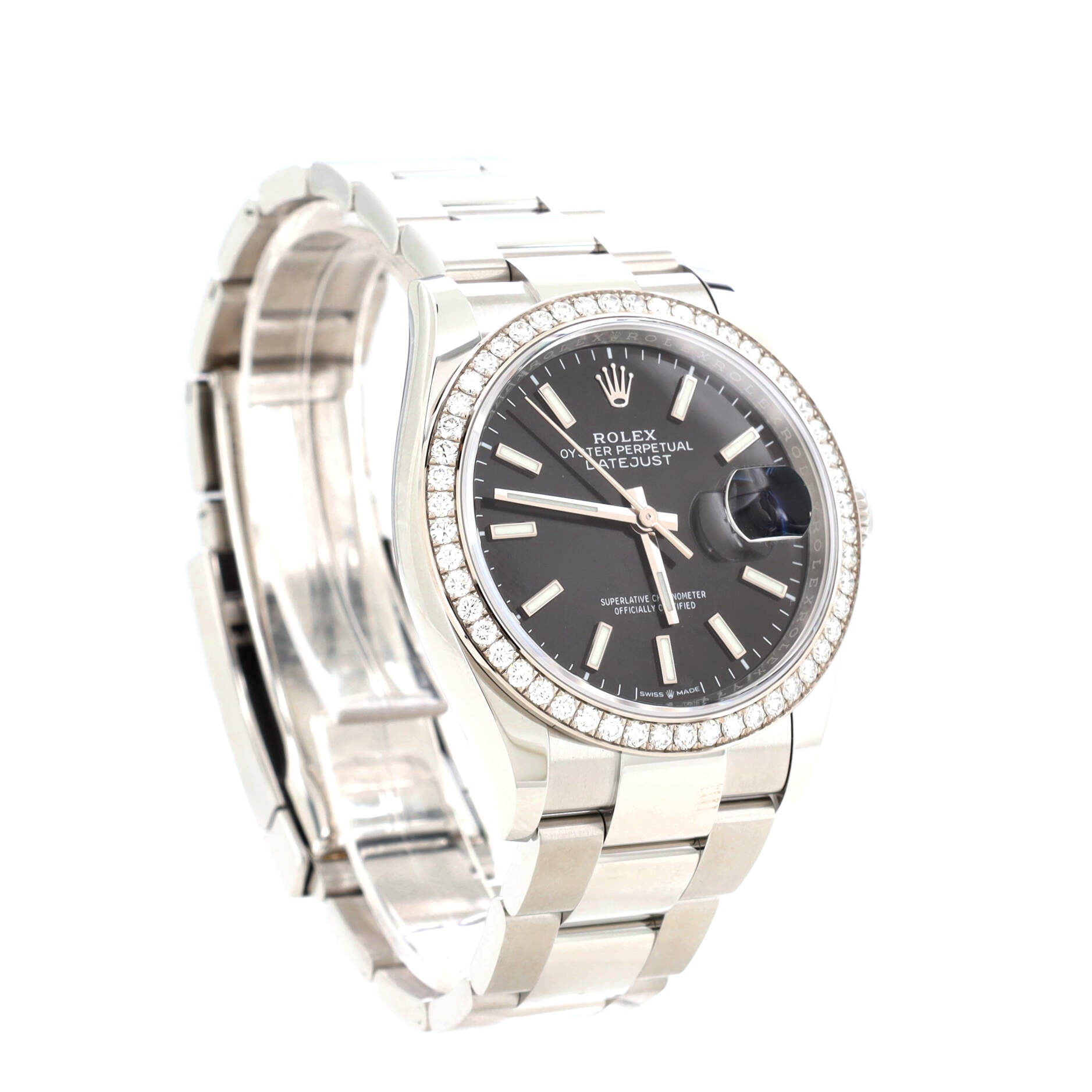 Oyster Perpetual Datejust Automatic Watch Stainless Steel and White Gold with Diamond Bezel 36
