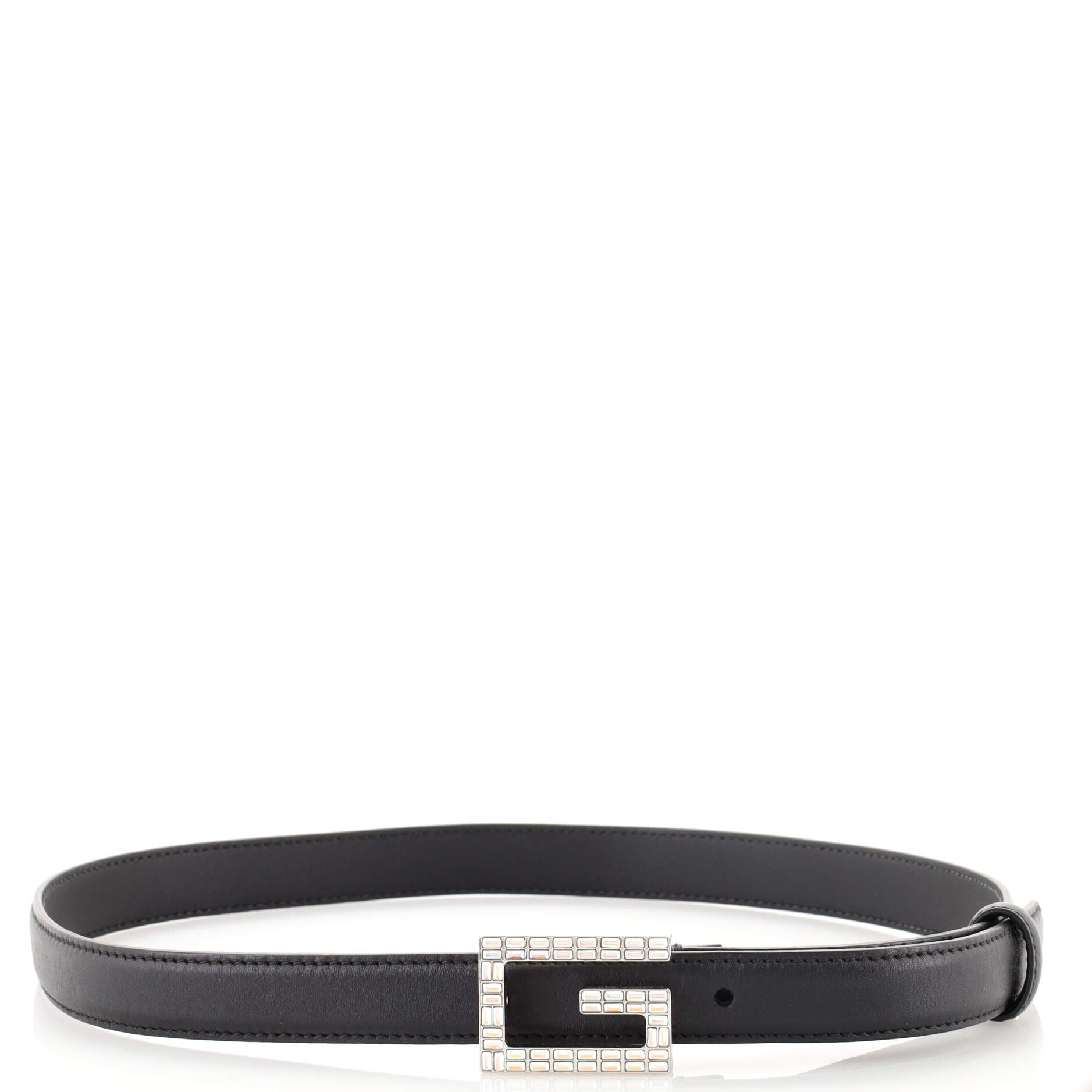 Madelyn Belt Leather with Crystal Buckle Thin 70