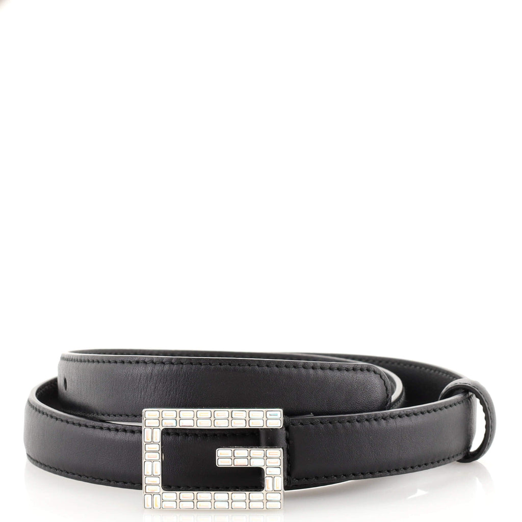 Madelyn Belt Leather with Crystal Buckle Thin 70