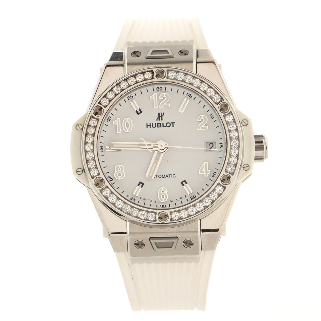 Big Bang One Click Automatic Watch Stainless Steel and Rubber with Diamond Bezel 39