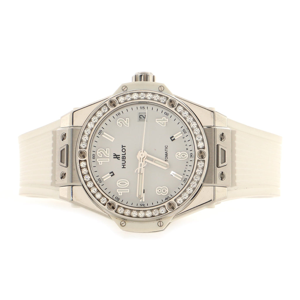 Big Bang One Click Automatic Watch Stainless Steel and Rubber with Diamond Bezel 39