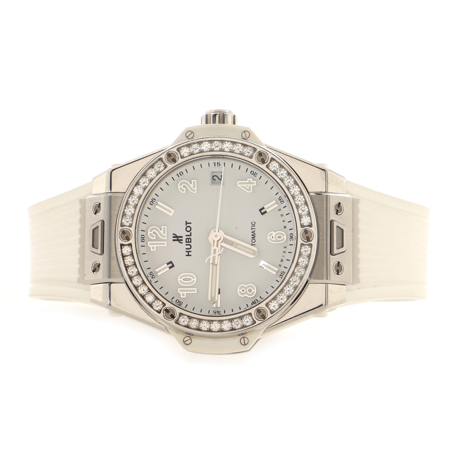 Big Bang One Click Automatic Watch Stainless Steel and Rubber with Diamond Bezel 39