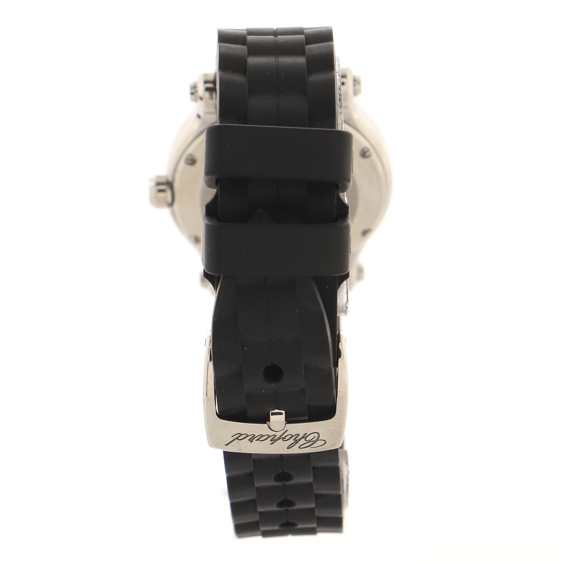 Happy Sport Quartz Watch Stainless Steel and Rubber with Floating Diamonds 30
