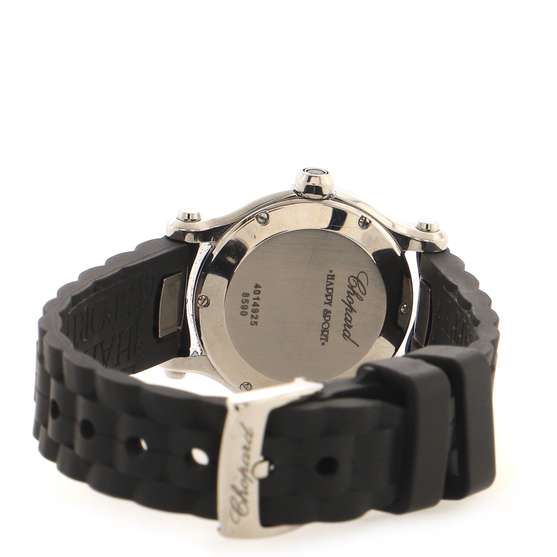 Happy Sport Quartz Watch Stainless Steel and Rubber with Floating Diamonds 30