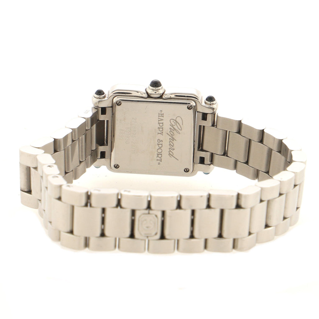 Happy Sport Square Quartz Watch Stainless Steel with Diamond Bezel and Floating Diamonds 23