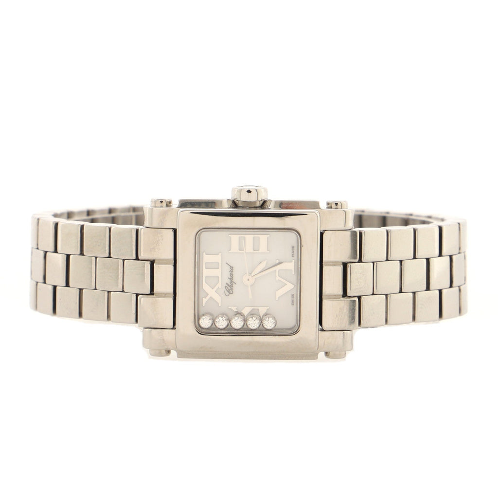 Happy Sport Square Quartz Watch Stainless Steel with Floating Diamonds 23