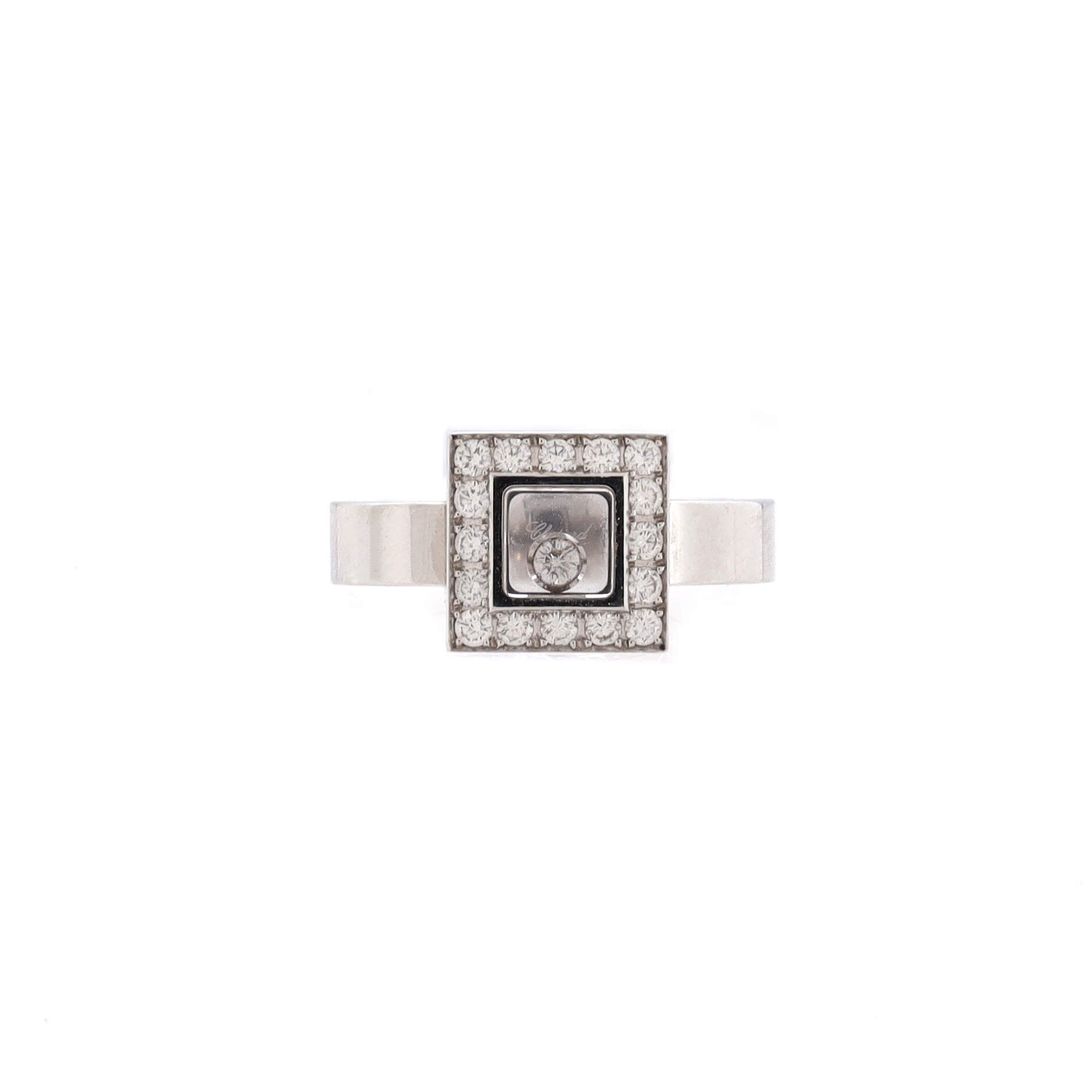 Happy Diamonds Square Ring 18K White Gold and Diamonds