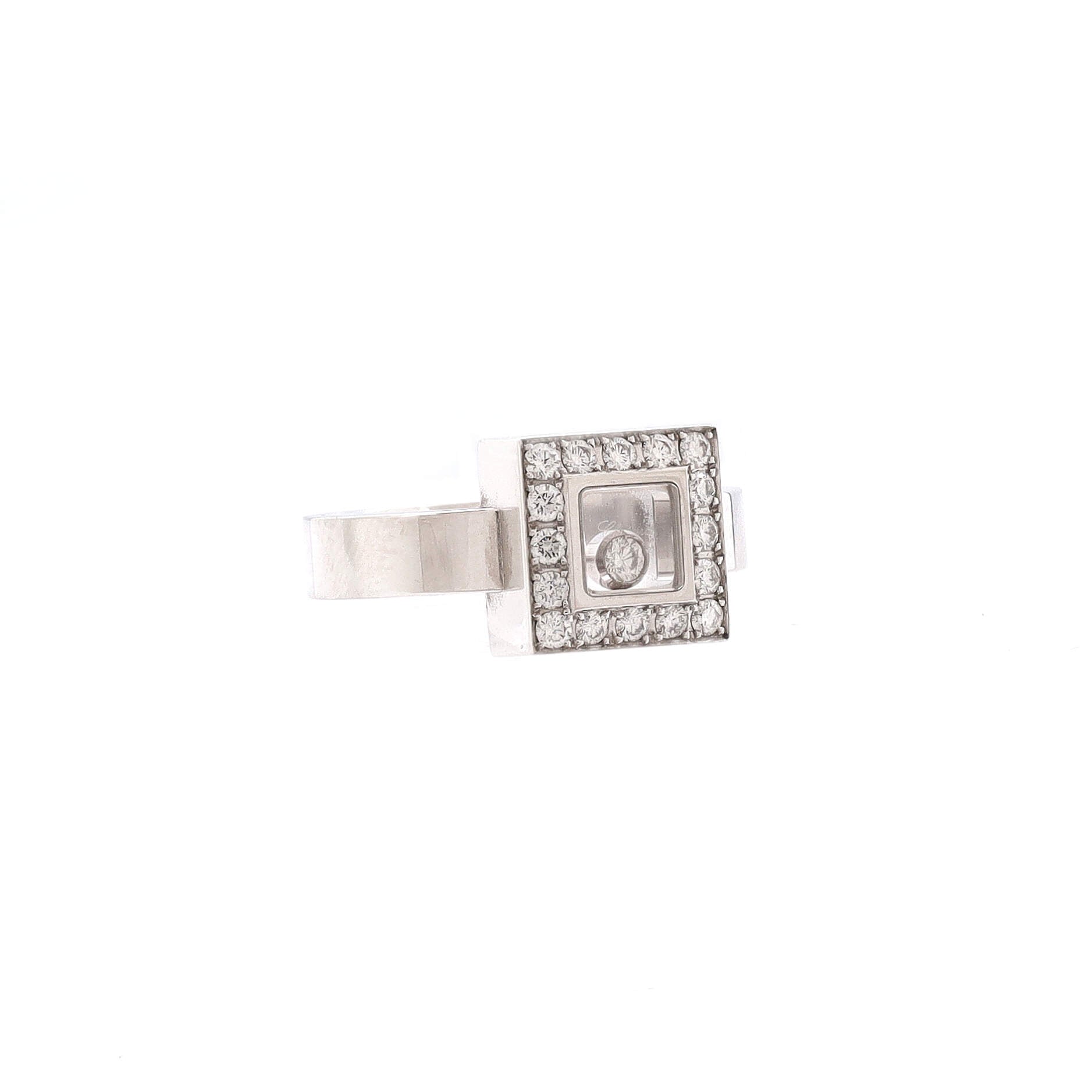 Happy Diamonds Square Ring 18K White Gold and Diamonds