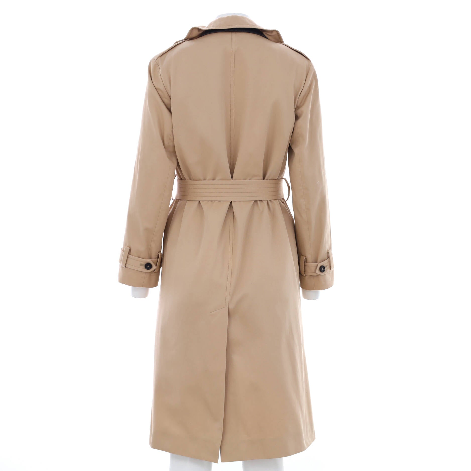 Women's Double Breasted Trench Long Coat Cotton with Monogram Wool