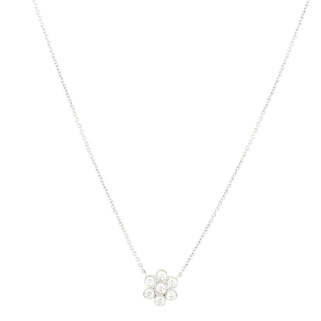 Garden Flower Pendant Necklace Platinum and Diamonds