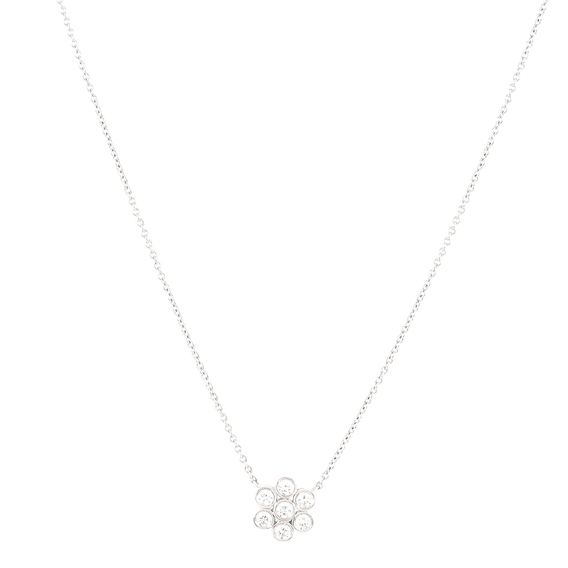 Garden Flower Pendant Necklace Platinum and Diamonds